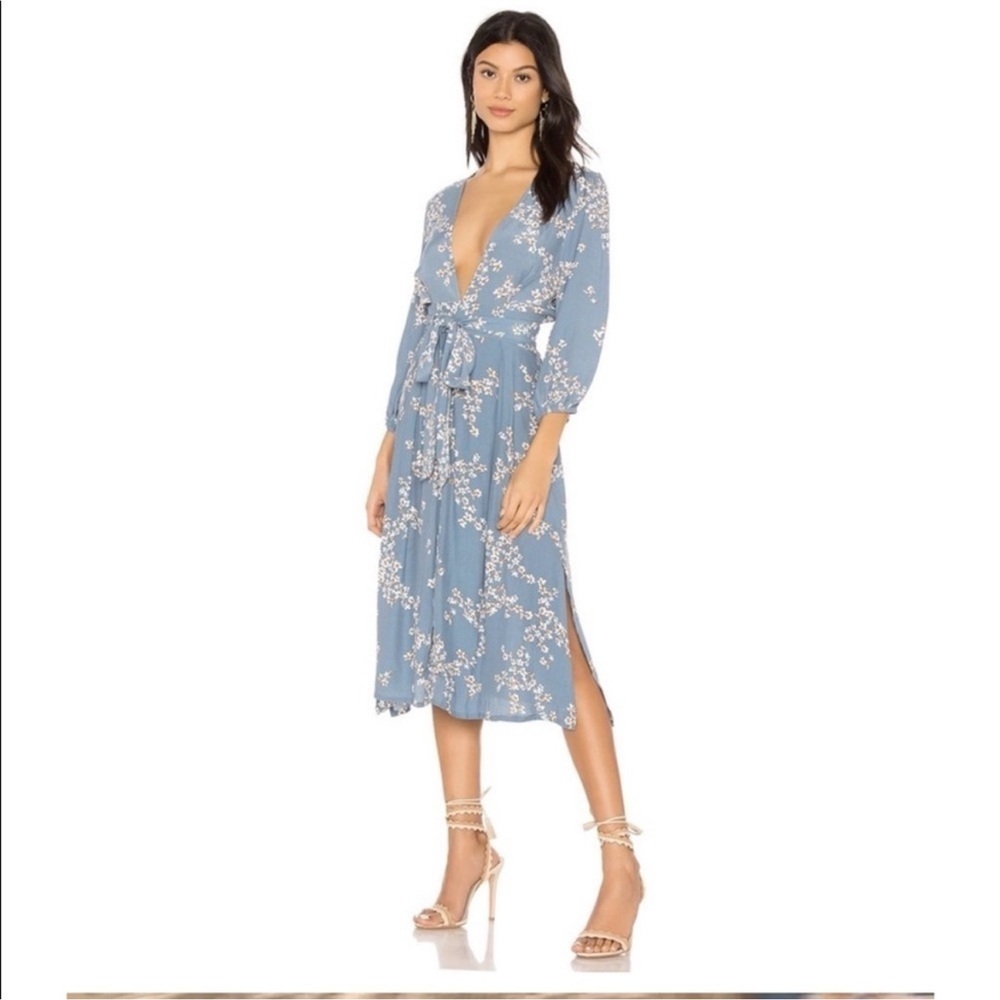 Faithfull the Brand Blue Floral Midi Dress XS